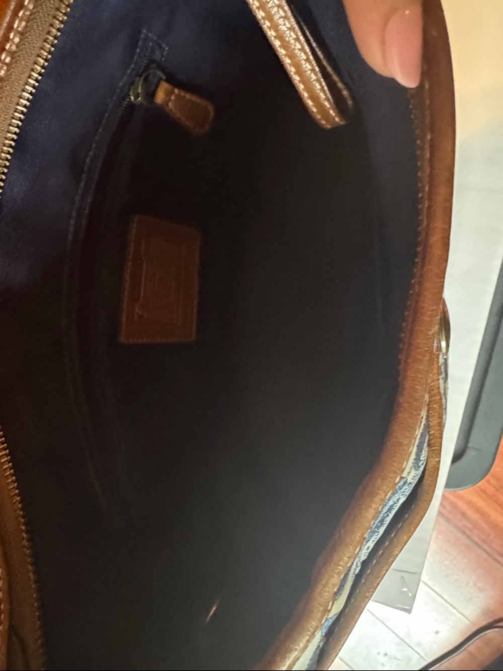 Coach Patchwork Logo & Denim Shoulder Bag in Navy, Tan & Black - Picture 4 of 6